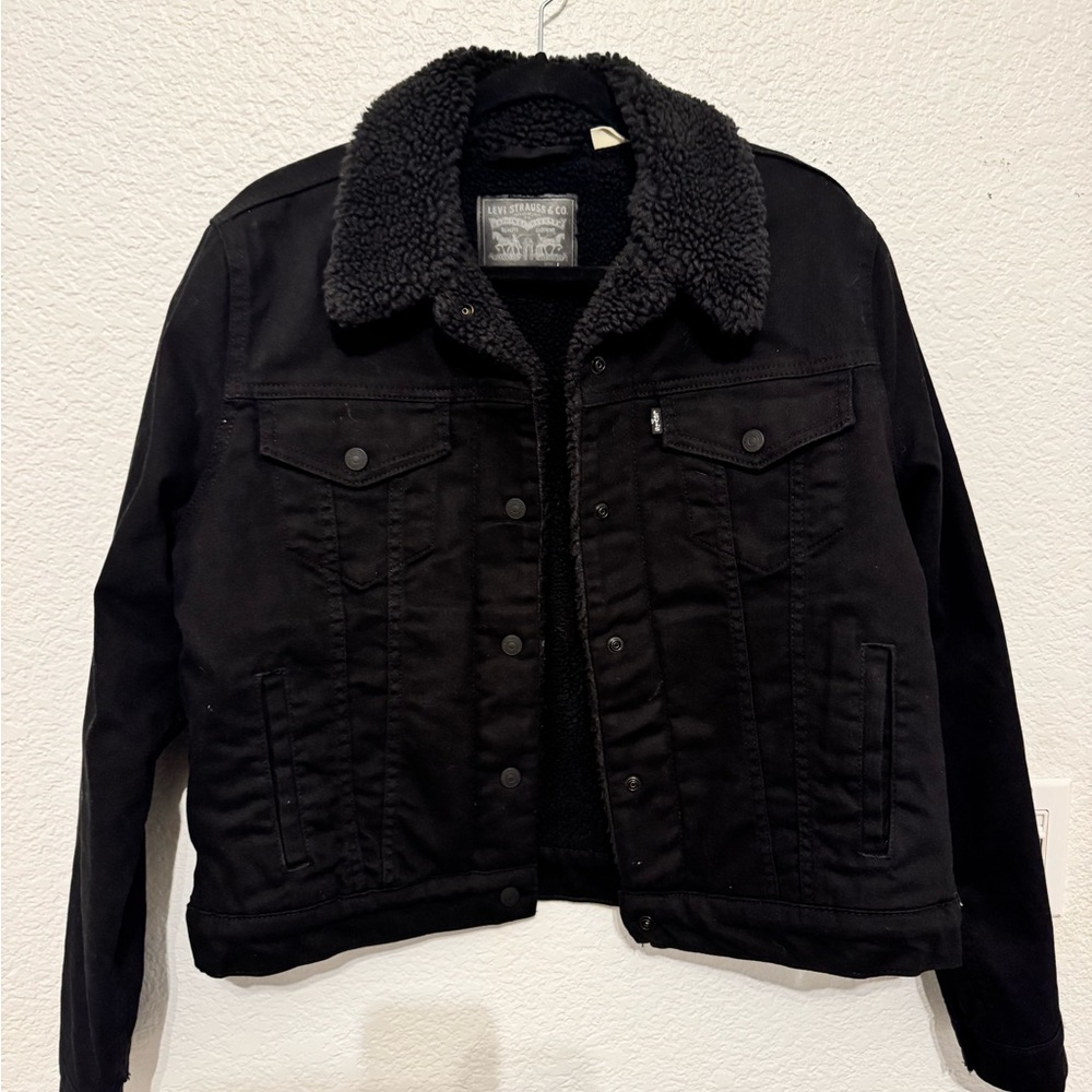 Levi's Black Sherpa Lined Denim Jacket